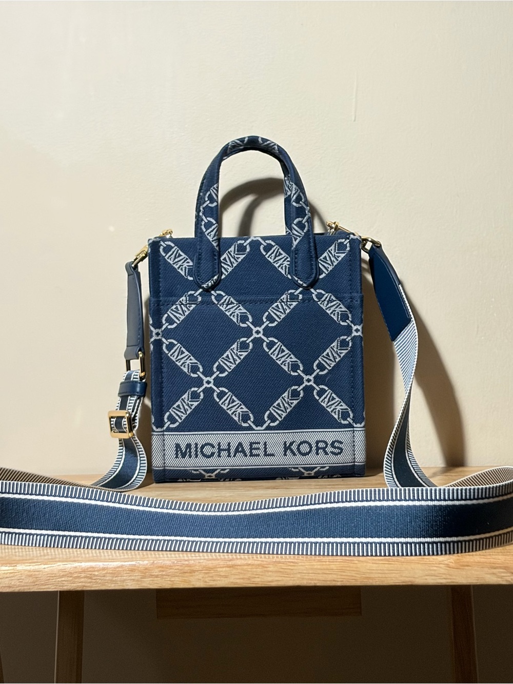 New Michael Kors Gigi Extra Small Empire algo Jacquard Crossbody Bag